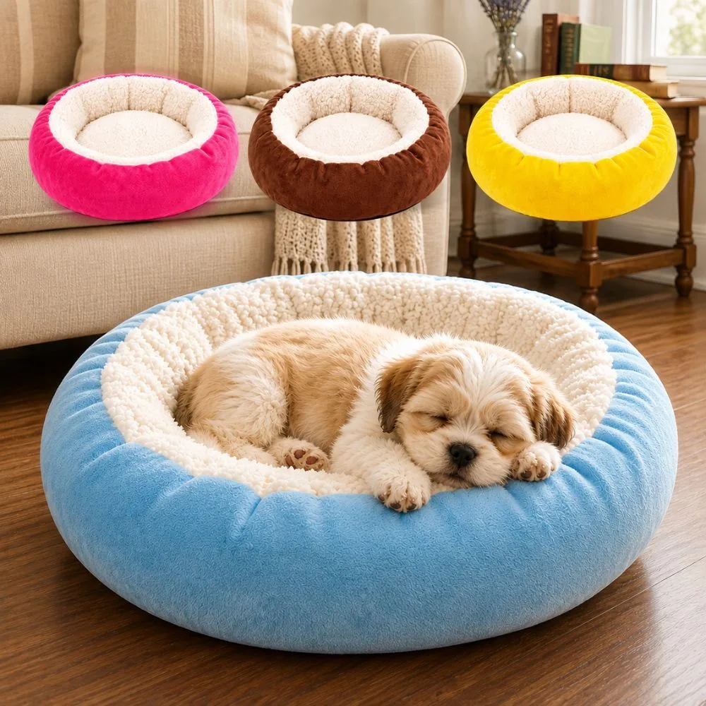 Cama pet redonda Sherpa para cães e gatos