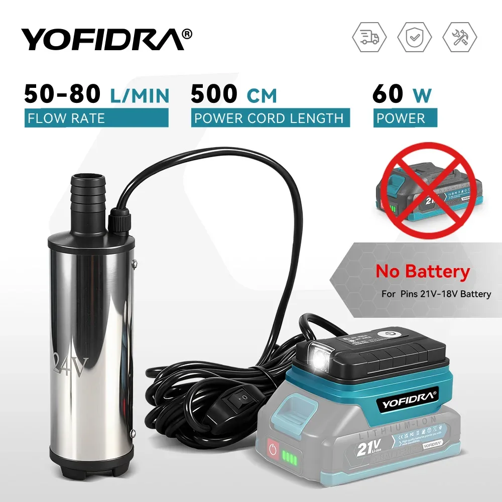 Bomba de água Yofidra 60 W para bateria Makita