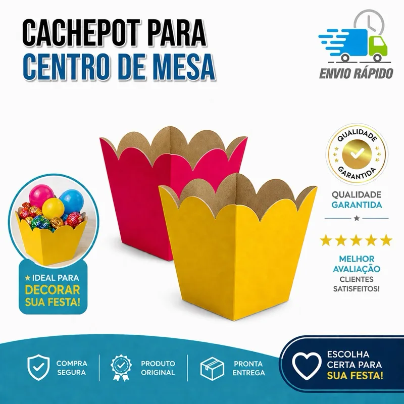 Cachepot de papel cartonado para decoração