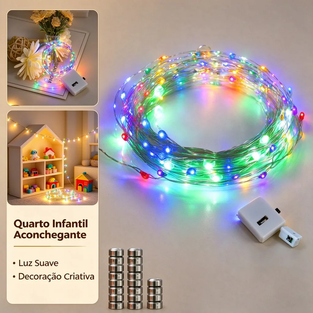 Kit com 10 fios de luz LED decorativa