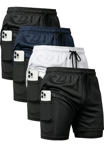 Kit com 4 shorts masculinos 2 em 1