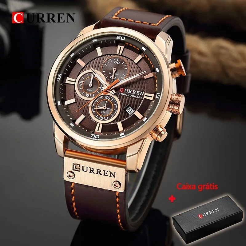 Relógio CURREN 8291 com pulseira de couro