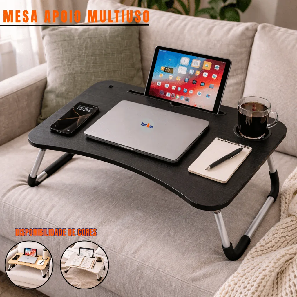 Mesa dobrável para notebook com apoio retrátil
